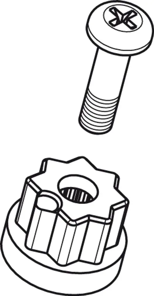 Adapter für Griff mit Schraube, dargestellt in einem schematischen Schwarz-Weiß-Design. Geeignet für Produkte von Ideal Standard.